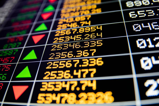 istock Finance data screen; online stock market or forex data. 1199872825