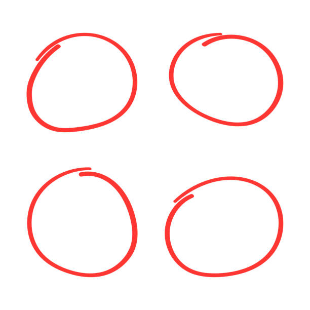 супер набор ручной нарисованный круг изолирован на белом фоне. коллекция различных нарисованных вручную красных кругов - distance marker stock illustrations