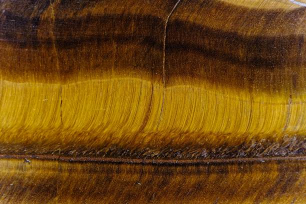 Macro photo of the polished surface of a Tiger eye gemstone
