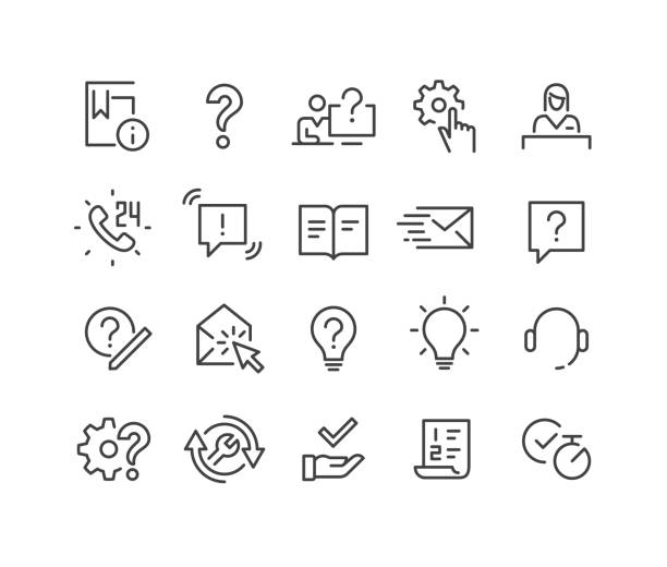 иконки поддержки - классическая серия линии - инструкция по эксплуатации stock illustrations