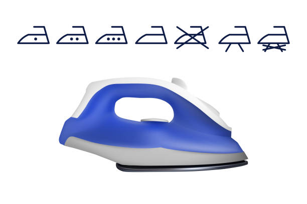 Electric iron for cloth. Electric iron for cloth. Icons set. Vector illustration. Home electrical appliances. iron steam stock illustrations