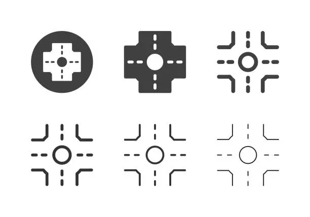 Vector illustration of Crossroad Icons - Multi Series