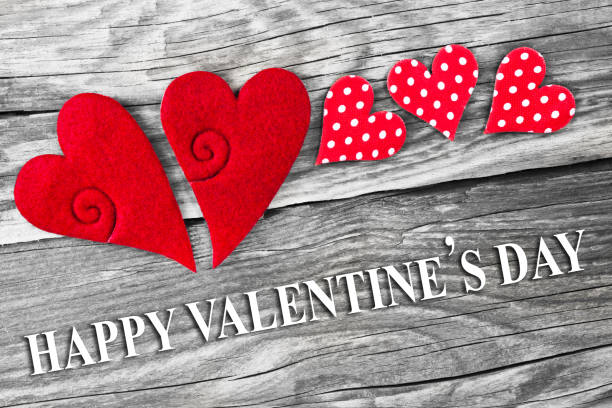 istock Red decoration hearts and Happy Valentines Day 1199876169