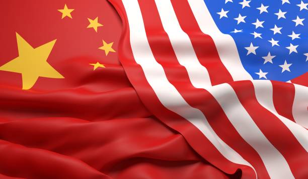 flags of china and the usa - china imagens e fotografias de stock