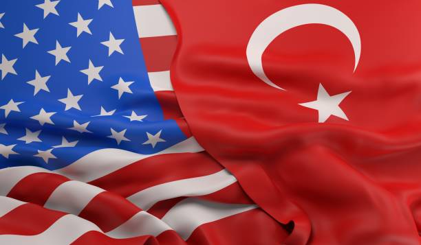 istock Flags of USA and Turkey 1199877235