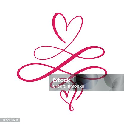 istock Heart love sign logo. Design flourish element for valentine card. Vector illustration. Infinity Romantic symbol wedding. Template for t shirt, card, poster 1199881716