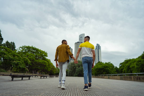 istock Happy couple in pleasant walk 1199882752