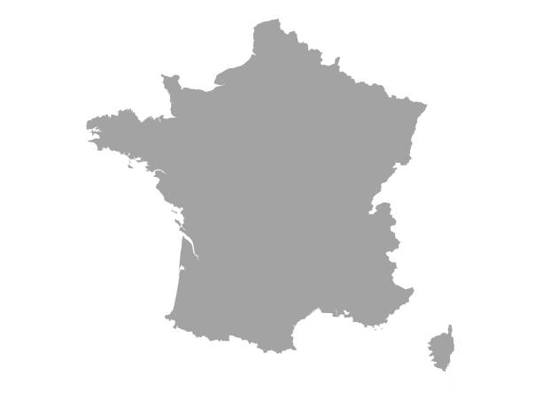 graue karte von frankreich auf weißem hintergrund - frankreich stock-grafiken, -clipart, -cartoons und -symbole
