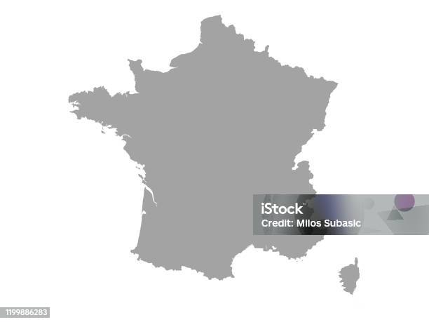 白色背景上的法國灰色地圖向量圖形及更多法國圖片 - 法國, 地圖, 外型