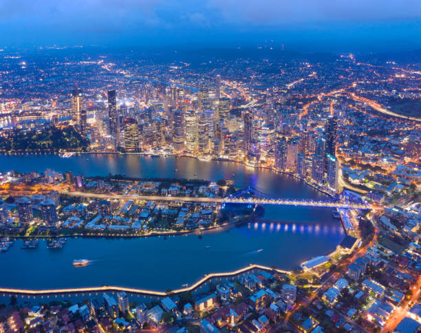istock Brisbane Skyline Night Panorama with Story Bridge, Australia 1199886314