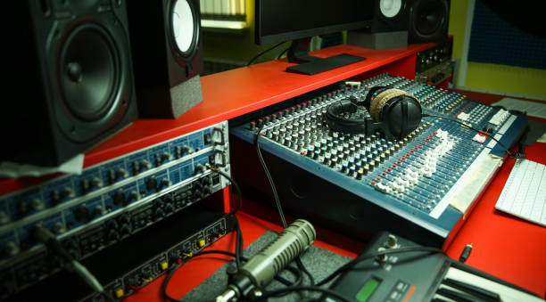 istock sound recording equipment on a table in a music recording studio 1199886972