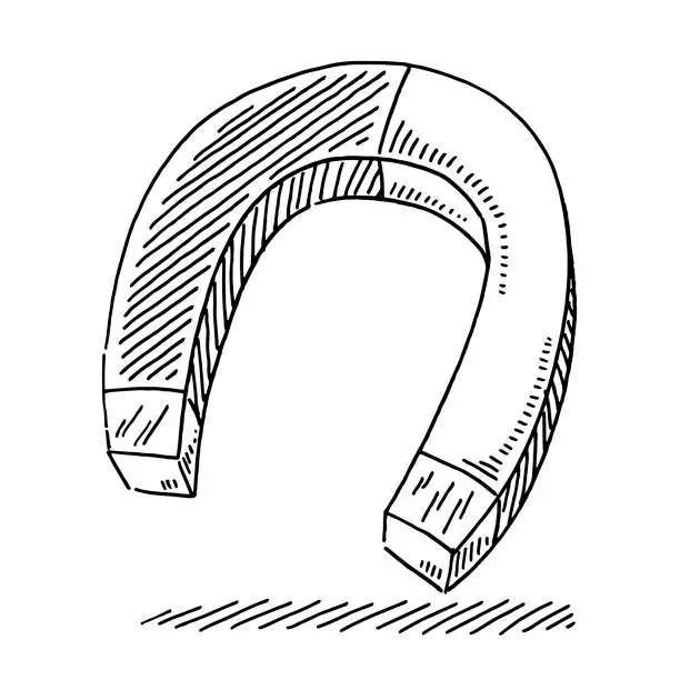 Vector illustration of Horseshoe Magnet Symbol Drawing