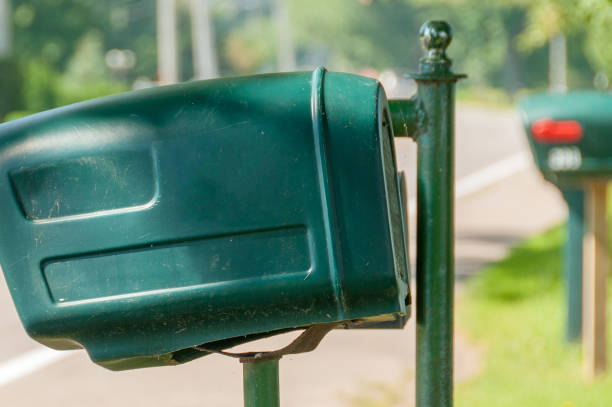 A row of mail boxes in a rural community.