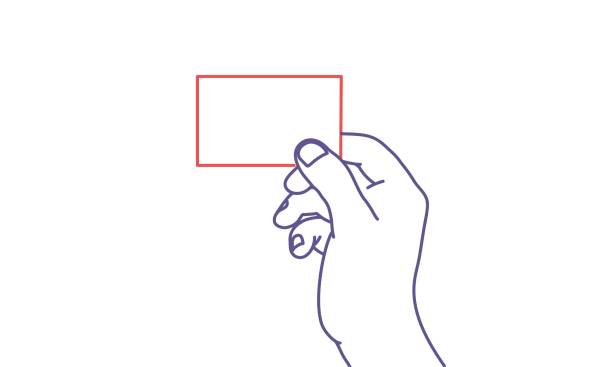 ilustrações, clipart, desenhos animados e ícones de homem de negócios que prende o cartão de visita branco. - frame sketching human hand doodle