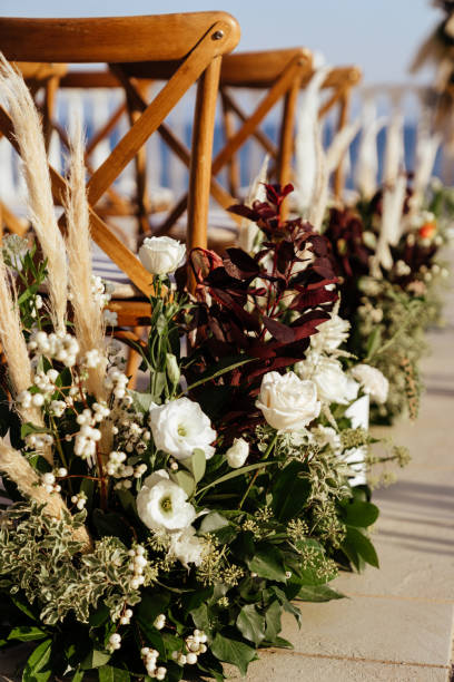 Decorations for the wedding ceremony. Decorations for the wedding ceremony. Flowers closeup. phuket beach party stock pictures, royalty-free photos & images