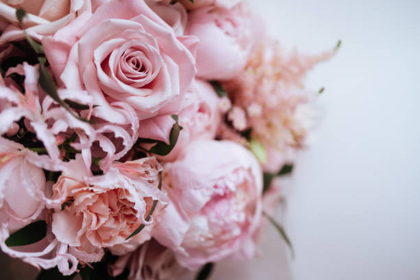 istock Fluffy pink peonies flowers background 1199892442