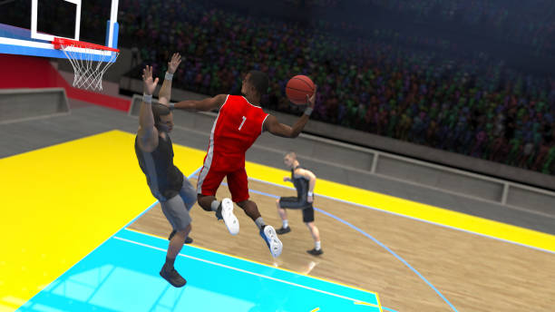 istock One hand basketball dunk from afro-american player jumped high 3d render 1199894241
