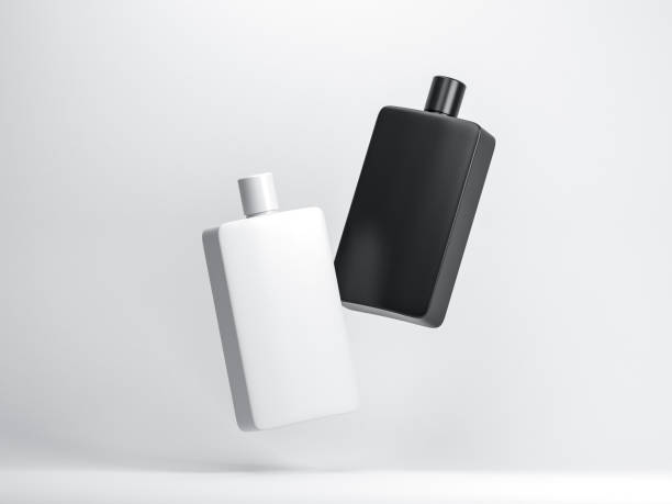 istock White with black Bottles Mockup flying on white background 1199895976