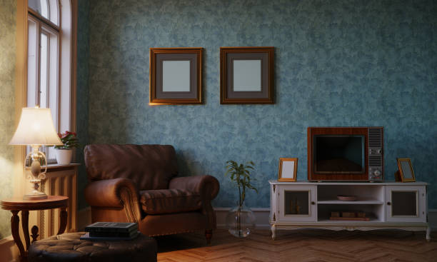 istock Retro Style Living Room Evening Scene 1199896480