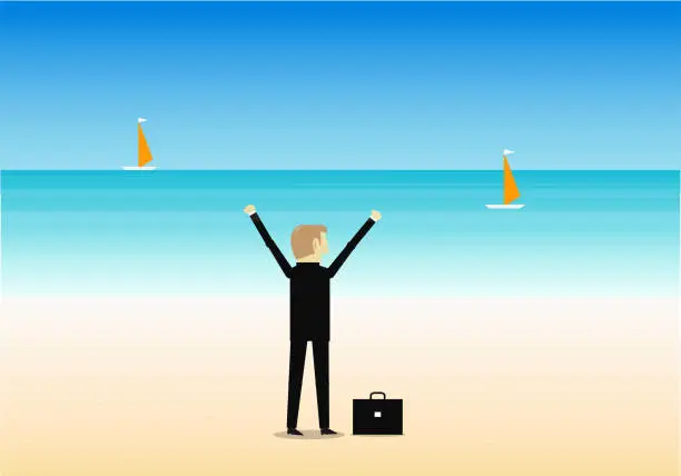 Vector illustration of Businessman Vacation