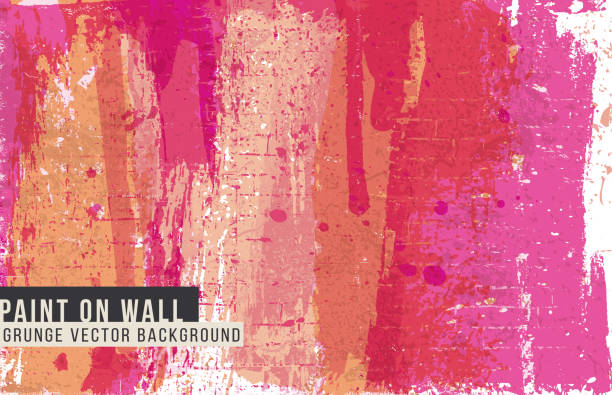 Abstract grunge painted wall - 02 Vector image background of paint stains, smears, and splatters over a wall texture. Rough and cracked paint on grunge background. graffiti brick wall dirty wall stock illustrations