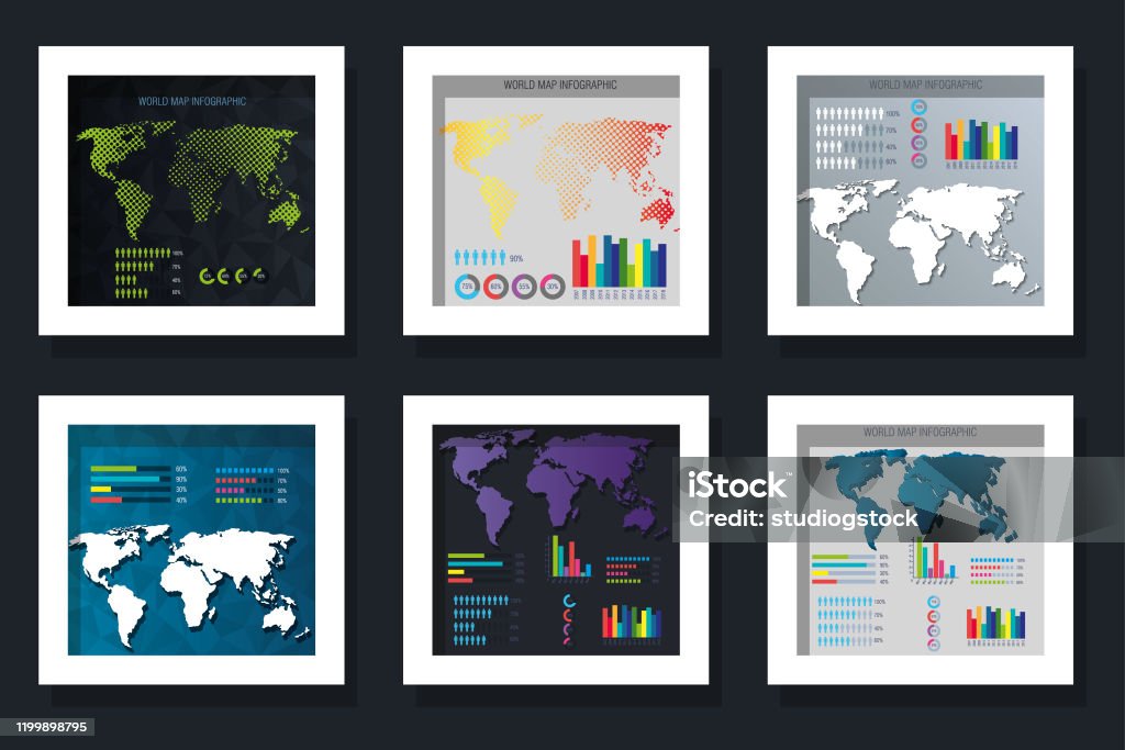 Workflow Map Vector Workflows With World Map Set Vector Design Stock Illustration ...