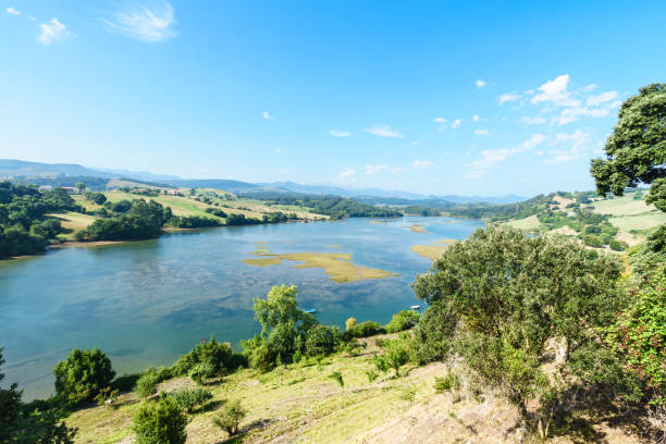 istock Beautiful landscape with river in sunlight 1199900865