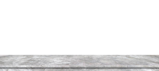 istock Perspective concrete floor or cement shelf table isolated on white backgrounds,for interior and website web page or for display products,studio room,with clipping path for easy usage in design projects.loft style 1199905821