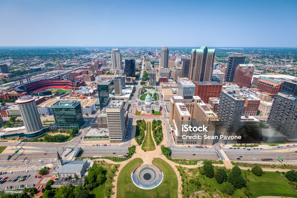 St. Louis, Missouri, USA Downtown Skyline St. Louis, Missouri, USA downtown skyline from above. St. Louis - Missouri Stock Photo