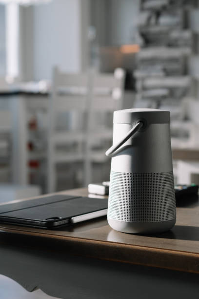 istock Close-Up Of Speaker On Table At Home 1199906554