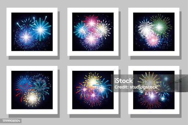 Firework Design Stock Celebration Fireworks Frames Set Vector Design Stock Illustration ...