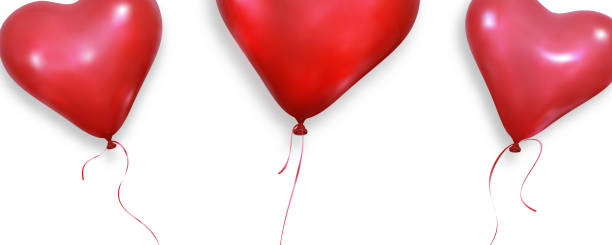 istock Valentines Day background. Realistic heart balloons flying on white background. Valentines banner 1199910801