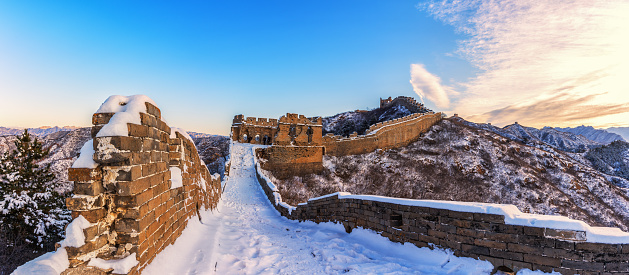 Great Wall of China after snow