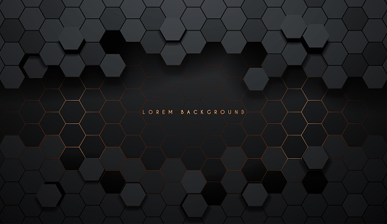 Hexagonal abstract metal background with light in vector