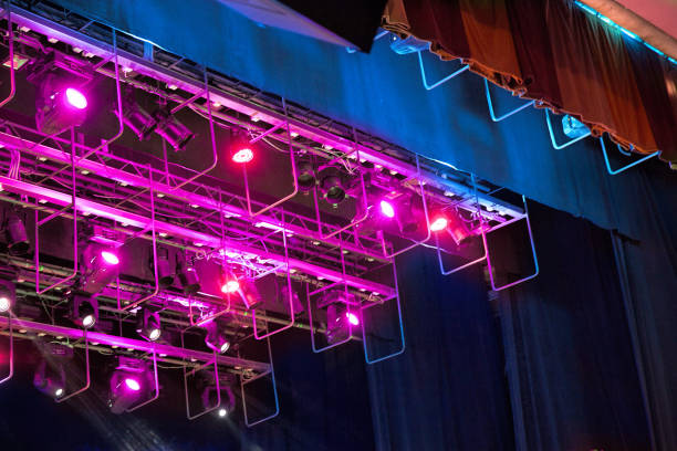 istock Spotlights and laser beams. Concert light. Stage lights. Soffits. 1199919021