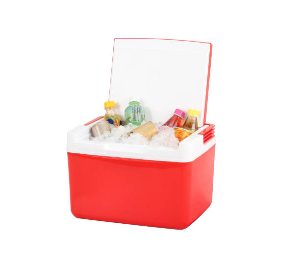 istock Opened red cooling box with bottles of beverage and ice isolated 1199919315