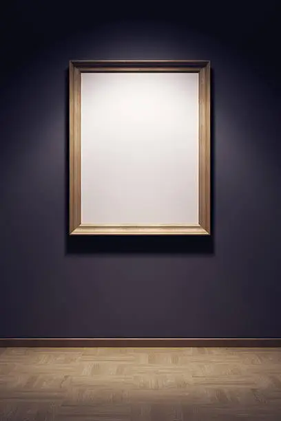 Photo of Empty frame hanging on gallery wall