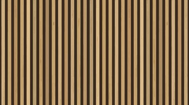 istock Wooden planks on dark background. Vector vertical wooden plank wall 1199925646