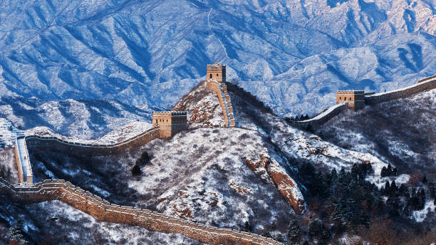 istock Great Wall of China covered with snow 1199927703
