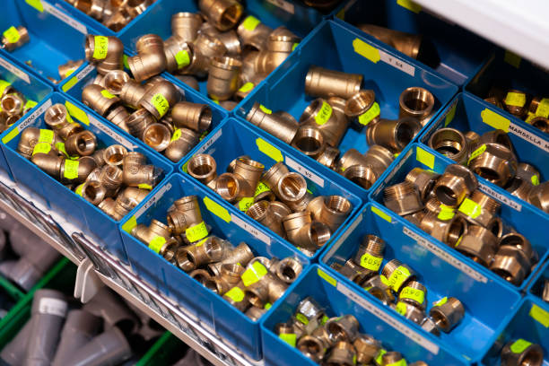 istock Metal plumbing fittings in boxes 1199928303