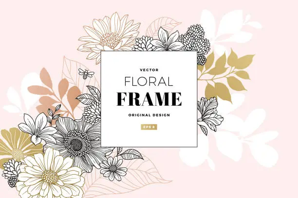 Vector illustration of Modern Floral Frame