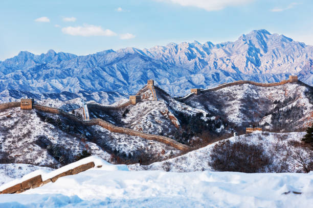 istock Great Wall of China covered with snow 1199930773