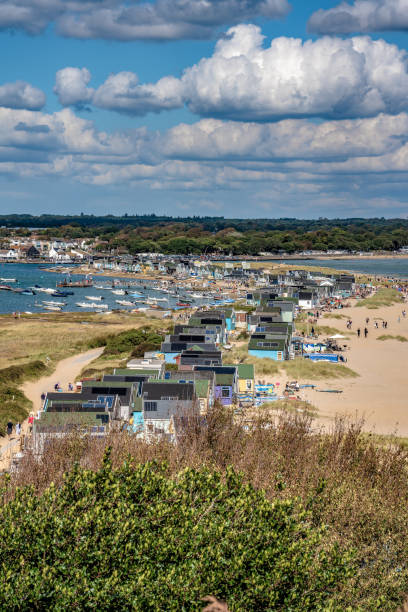 Hengistbury Head in Christchurch View of Hengistbury Head, a popular travel destination known for its beach and scenery September 01, 2019 in Christchurch hengistbury head photos stock pictures, royalty-free photos & images