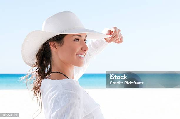 Happy Girl At Tropical Beach Stock Photo - Download Image Now - Beach, Females, Only Women