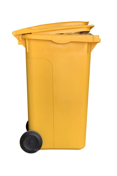istock yellow plastic dumpster on wheels isolated on white background 1199935583