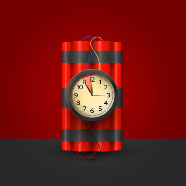 Vector illustration of Bomb with timer realistic 3d vector illustration