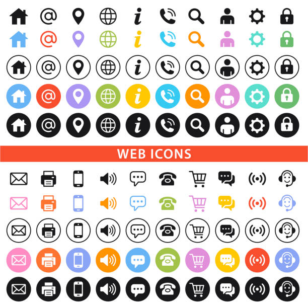 Web and Contact icons set. Vector illustration Web and Contact icons set. Vector illustration com stock illustrations