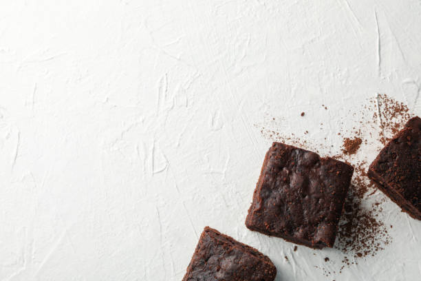 istock Chocolate cake slices on white background, top view 1199941137