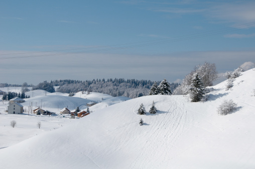 Landscape of Jura's mountains during winter