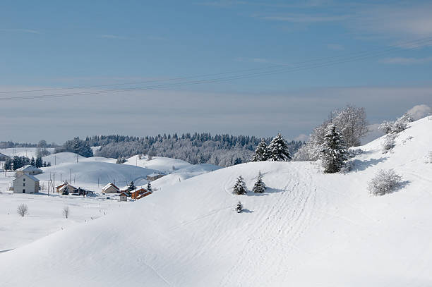 Mountain Landscape of Jura's mountains during winter jura france stock pictures, royalty-free photos & images